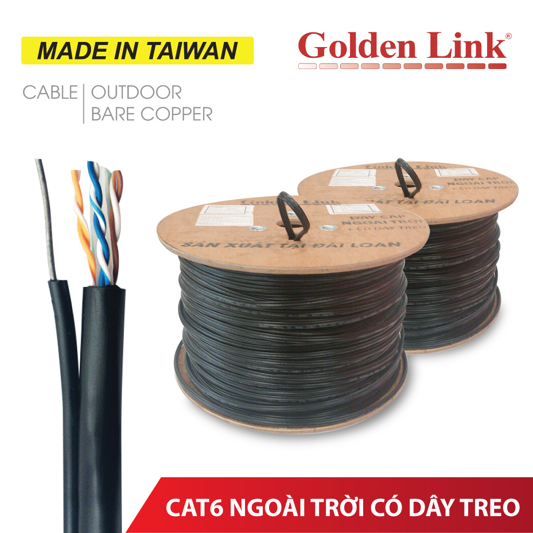 Cáp mạng GOLDENLINK CAT6 UTP OUTDOOR Đồng nguyên chất có dây treo