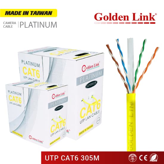 CÁP MẠNG GOLDEN LINK PLATINUM UTP CAT 6 - VÀNG MADE IN TAIWAN