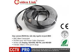 Cáp camera Golden Link RG59 + 2C đúc sẵn dây nguồn và jack BNC (20M)